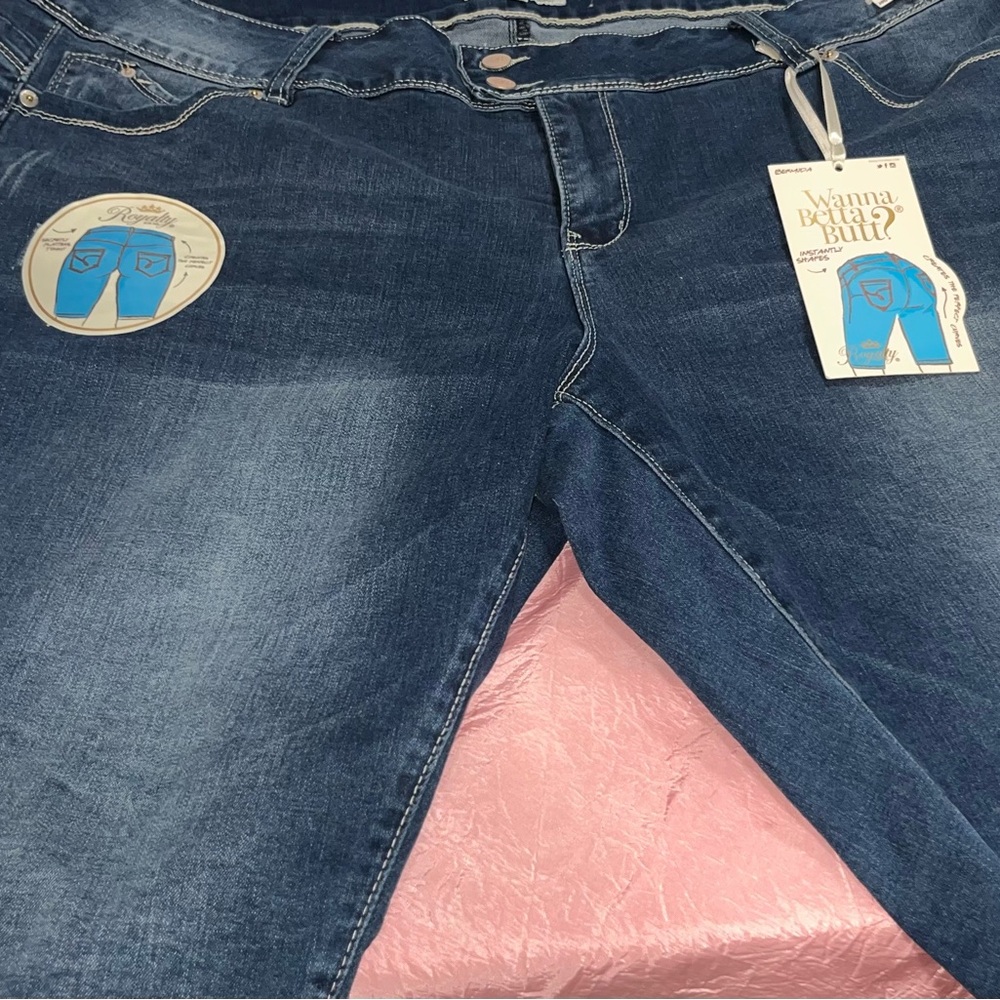 Royalty For Me Dark Blue “Wanna Betta Butt” Jean Shorts